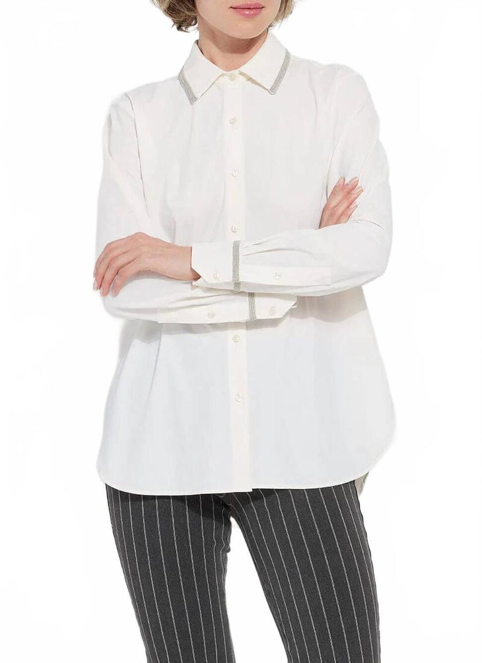 NEW LYSSE women's micro beaded shirt in off white